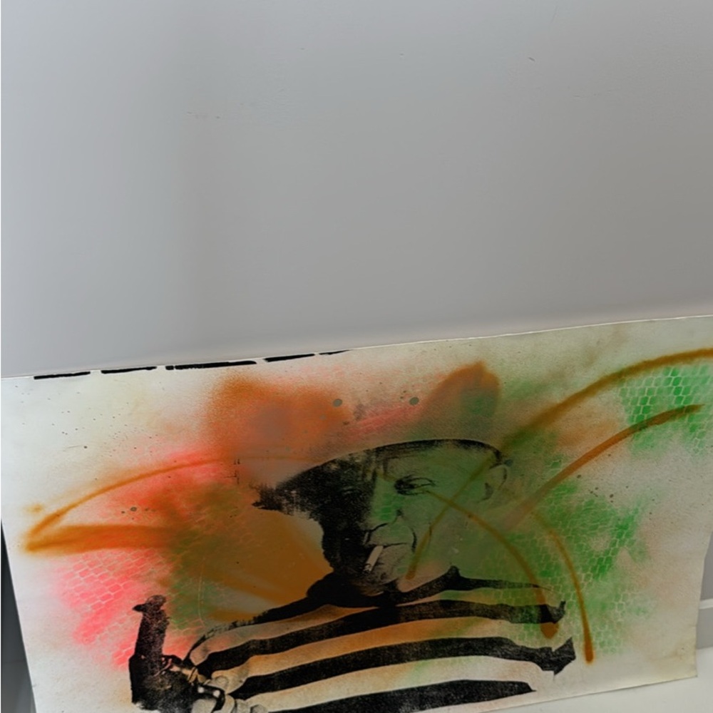 Abstract Art Canvas with Black and Green Accents